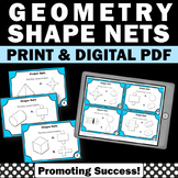 3D Shape Nets Geometry Math Distance Learning Packet Digital Print Task Cards