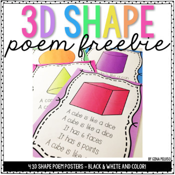 3D Shape Poems by Teaching With Heart by Gina Peluso | TpT