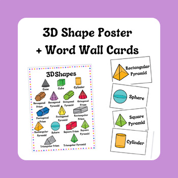 Preview of 3D Shape Poster + Word Wall Cards