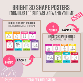 3D Shape Posters with Formulas for Surface Area and Volume