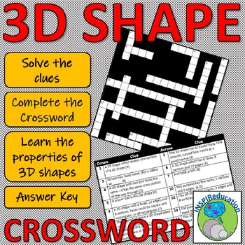 Preview of 3D Shape Properties - Crossword: Solve the questions and complete the grid