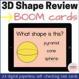 3D Shape Review Digital Task Cards with BOOM Cards for Kin