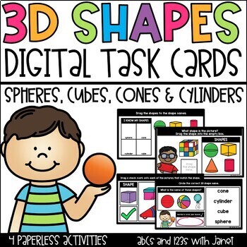 Preview of 3D Shape Task Cards | Digital Learning | Distance Learning