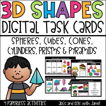 Preview of 3D Shape Task Cards | Digital Learning | Distance Learning