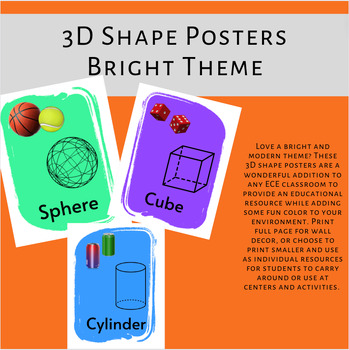 Preview of 3D Shape Wall Decor/Posters/Cards Bright Color Theme