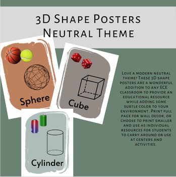 Preview of 3D Shape Wall Decor/Posters/Cards Neutral Color Theme