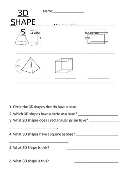 3d shape worksheet by durden elementary shenanigans tpt