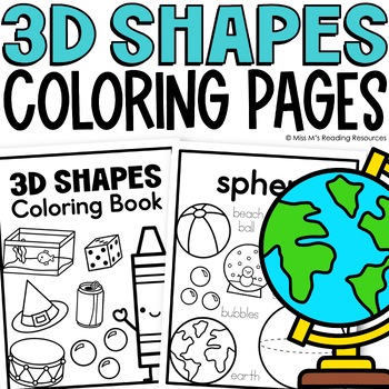 Preview of 3D Shape Worksheets Kindergarten Coloring Pages from Miss M's Reading Resources