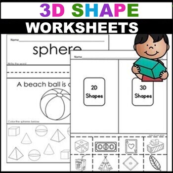 3d shapes worksheets kindergarten and preschool by ready set learn