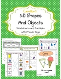 Matching Identifying 3D Shapes Activity, Flashcards Kinder