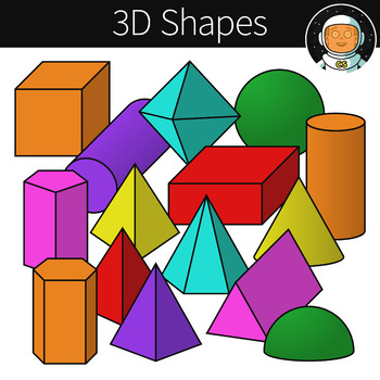 3D Shapes Clipart by Clip Space | Teachers Pay Teachers