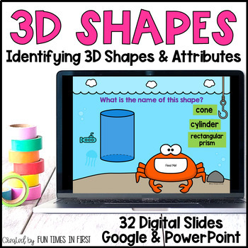 Preview of 3D Shapes and Attributes - 1st Grade Activities for Google Slides™ & PowerPoint