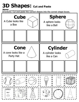 kindergarten shapes worksheets solid Shapes  Core Activity Identify 3D  Geo by   Common