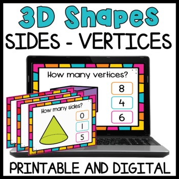 Preview of 3D Shapes and their Attributes - Sides and Vertices Task Cards - Kindergarten