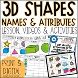 3D Shapes Attributes Worksheets | Geometry Lesson Plans, A