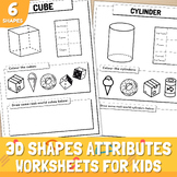 3D Shapes Attributes Worksheets | faces, edges, vertices, 