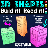 3D Shapes - Build the Shape, Read the Shape! EDITABLE!