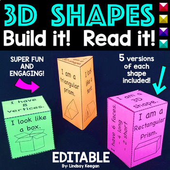 Preview of Building 3D Shapes Nets Craft Activity EDITABLE Geometry Hands On Math Project