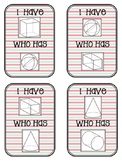 3D Shapes: Cards for Game "I have..., who has..."