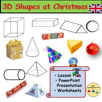 Preview of 3D Shapes Christmas Activity Story Text Passage Presentation Worksheets UK