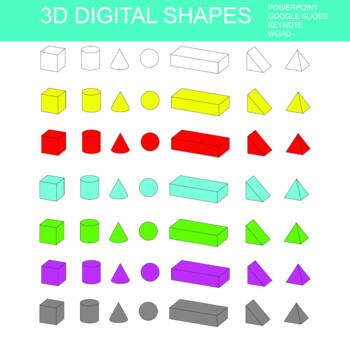 Preview of 3D Shapes Clip Art Moveable
