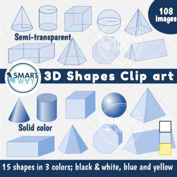 Preview of 3D Shapes Clip art - Middle School Math and Geometry