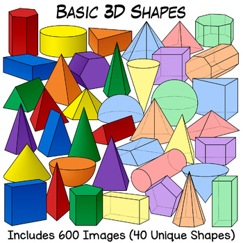 Preview of Basic 3D Shapes Clip Art