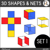 3D Shapes Clipart - 3D Shapes with Nets - SET 1 - CUBES AN