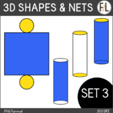 3D Shapes Clipart - 3D Shapes with Nets - SET 3 - CONES AN