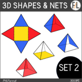 3D Shapes Clipart - 3D Shapes with Nets - Set 2 - TRIANGUL