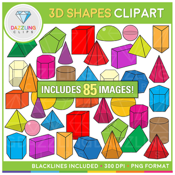 3D Shapes Clipart by Dazzling Clips | TPT