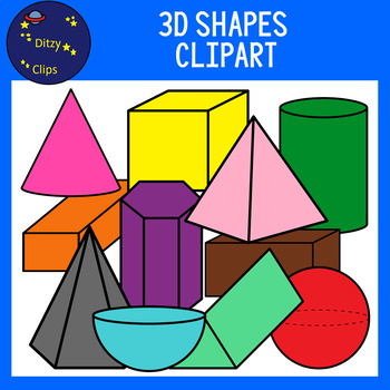 3D Shapes Clipart by Ditzy Clips | Teachers Pay Teachers