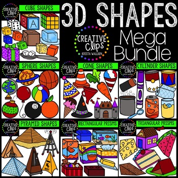 Preview of 3D Shapes Clipart Bundle {Creative Clips Digital Clipart}