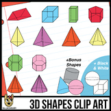 3D Shapes Clipart: Transparent Prisms & Pyramids, Color an
