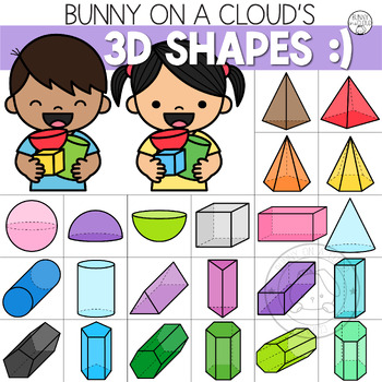 3D Shapes Clipart by Bunny On A Cloud by Bunny On A Cloud | TpT