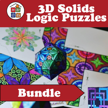 Preview of 3D Shapes Coloring, Craft, and Logic Puzzles Ornament Bundle