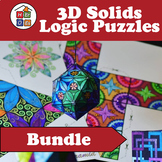 3D Shapes Coloring, Craft, and Logic Puzzles Ornament Bundle