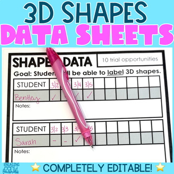 Preview of 3D Shapes Data Sheets For Preschool Special Education