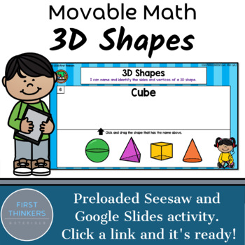 Preview of 3D Shapes Digital Math Game for Google Slides and Seesaw Activities