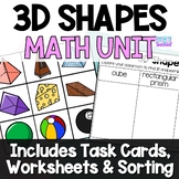 3D Shapes Worksheets - Task Cards, Posters, Sorting, Color