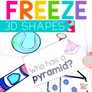 Preview of 3D Shapes Game and Shapes Worksheets | FREEZE Movement Math Activity