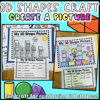Preview of 3D Shapes Geometry Craft Create a Picture Spring May June Decor Bulletin Board