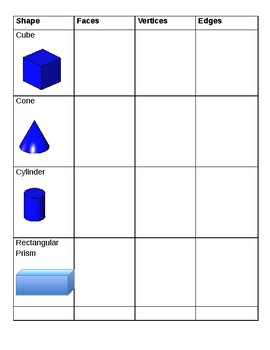 Preview of 3D Shapes Graphic Organizer