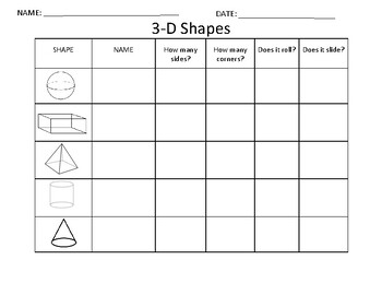 Preview of 3D Shapes: Identify and Traits