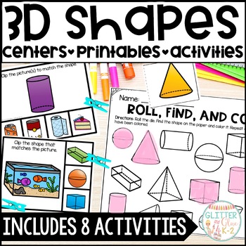 3D Shape Centers, Printables, & Activities- Includes 8 Shape Hands-on ...