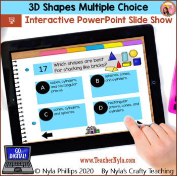 Preview of 3D Shapes Interactive PowerPoint Multiple Choice for Distance Learning