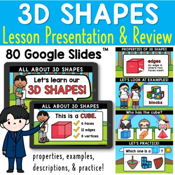 Preview of 3D Shapes Kindergarten Math Mini Lesson Google Slides ™