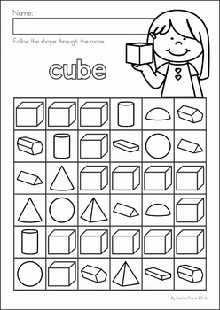 3D Shapes Maze No Prep Worksheets by Lavinia Pop | TpT