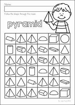 Download 3D Shapes Maze No Prep Worksheets by Lavinia Pop | TpT