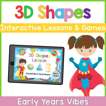 Preview of 3D Shapes | Name the Super Power Shapes Powerpoint | Distance Learning